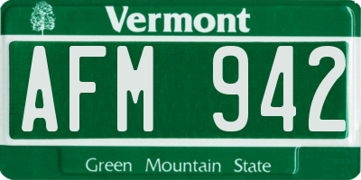 VT license plate AFM942