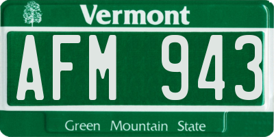 VT license plate AFM943