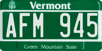 VT license plate AFM945