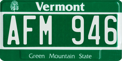 VT license plate AFM946