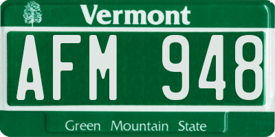 VT license plate AFM948