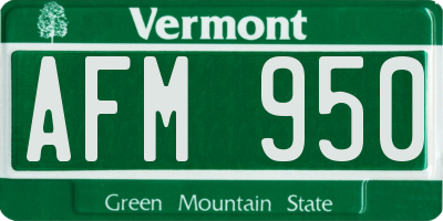 VT license plate AFM950