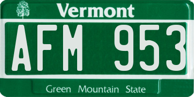 VT license plate AFM953