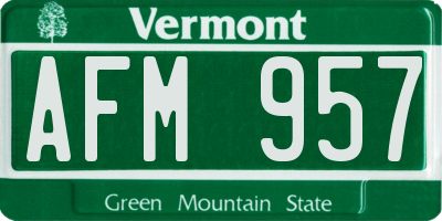 VT license plate AFM957