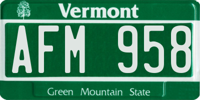 VT license plate AFM958