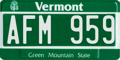 VT license plate AFM959