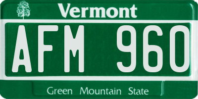 VT license plate AFM960