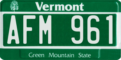 VT license plate AFM961