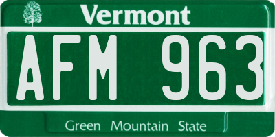 VT license plate AFM963