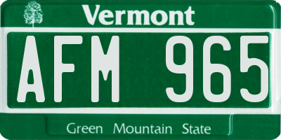 VT license plate AFM965