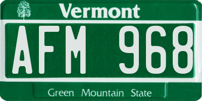 VT license plate AFM968