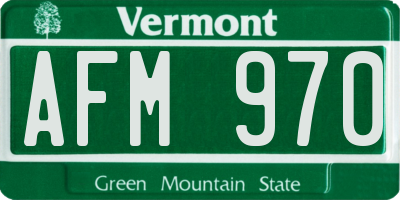 VT license plate AFM970