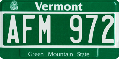 VT license plate AFM972