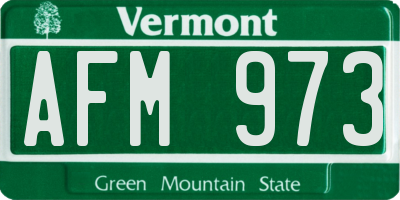 VT license plate AFM973