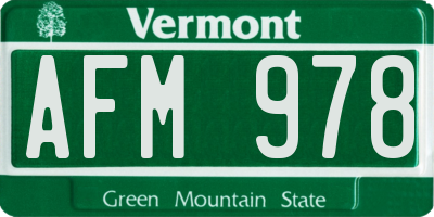 VT license plate AFM978
