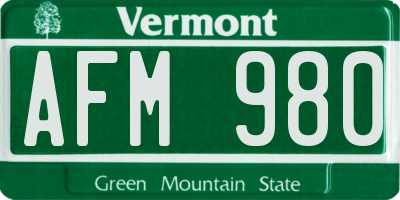 VT license plate AFM980