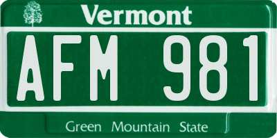 VT license plate AFM981