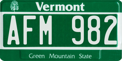 VT license plate AFM982