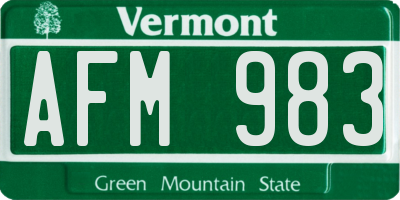 VT license plate AFM983