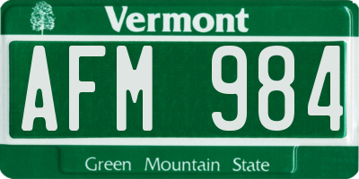 VT license plate AFM984