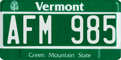 VT license plate AFM985