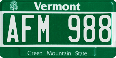 VT license plate AFM988