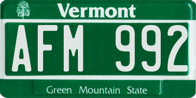 VT license plate AFM992