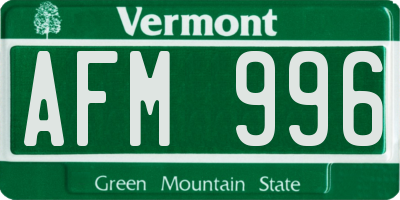 VT license plate AFM996