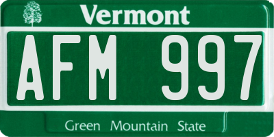 VT license plate AFM997