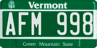 VT license plate AFM998