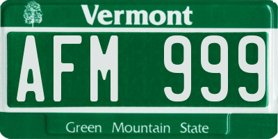VT license plate AFM999