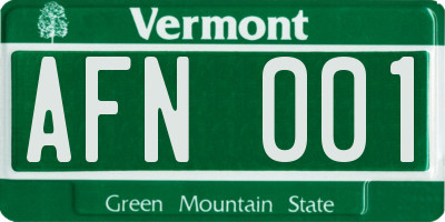 VT license plate AFN001