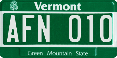 VT license plate AFN010