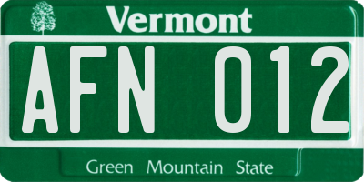 VT license plate AFN012