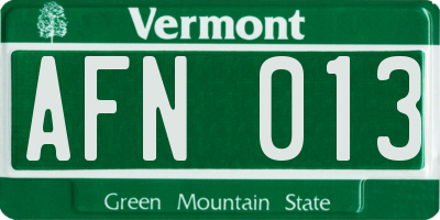 VT license plate AFN013