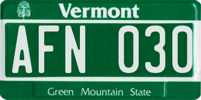 VT license plate AFN030