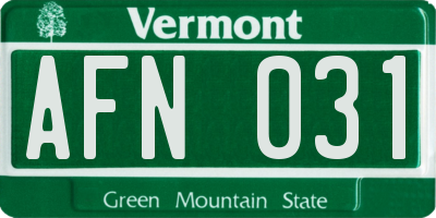VT license plate AFN031