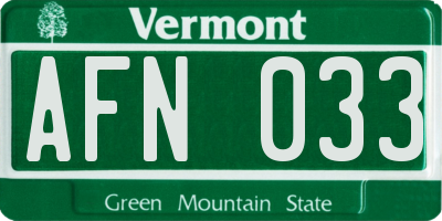 VT license plate AFN033