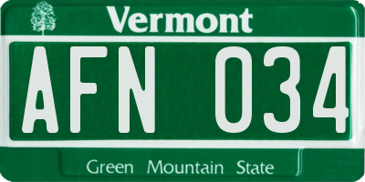 VT license plate AFN034