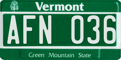 VT license plate AFN036
