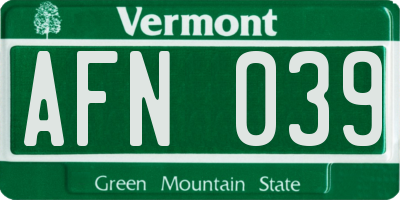 VT license plate AFN039