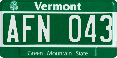 VT license plate AFN043