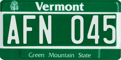VT license plate AFN045