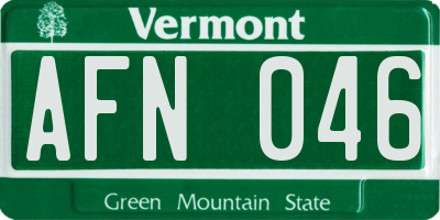 VT license plate AFN046