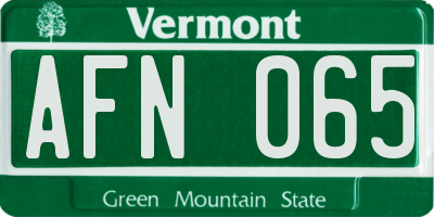 VT license plate AFN065