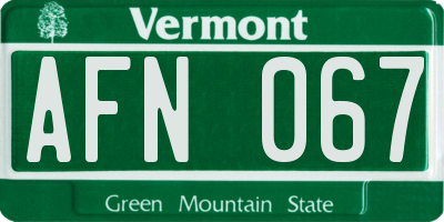 VT license plate AFN067