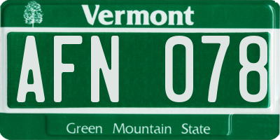 VT license plate AFN078