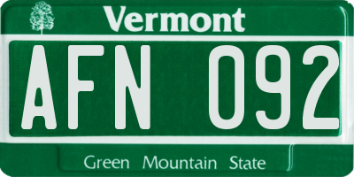 VT license plate AFN092