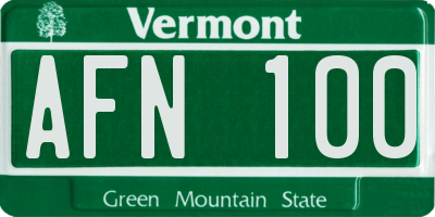 VT license plate AFN100