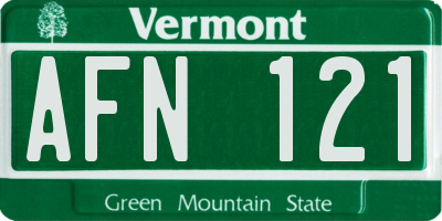 VT license plate AFN121